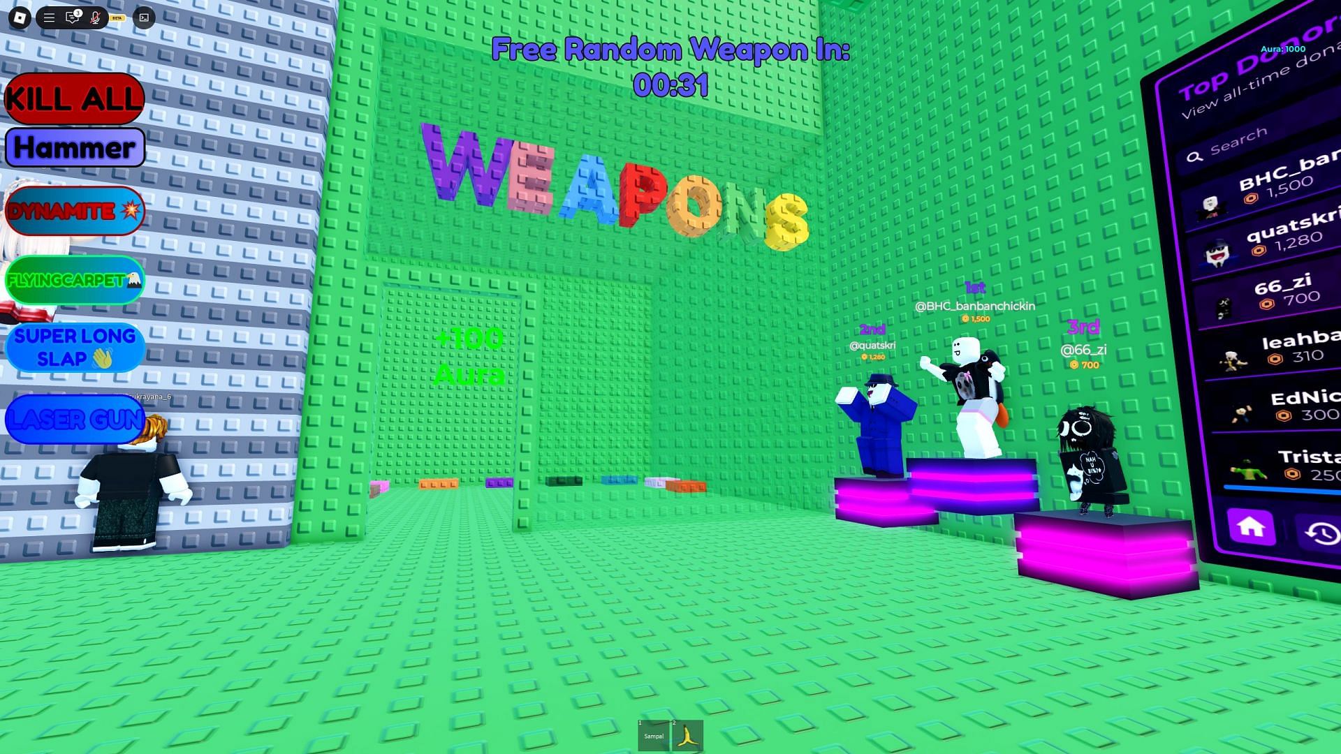 Weapons can be used to troll other players (Image via Roblox)